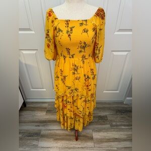 J Gee Floral Yellow Dress 1x